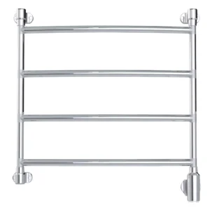 Pax Blues 4/700 Momento II electric towel warmer in polished stainless steel, front view with four horizontal bars